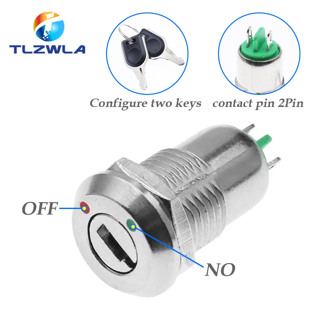 12mm Zinc Alloy Electronic Key Switch With 2 Keys ON OFF Phone Lock