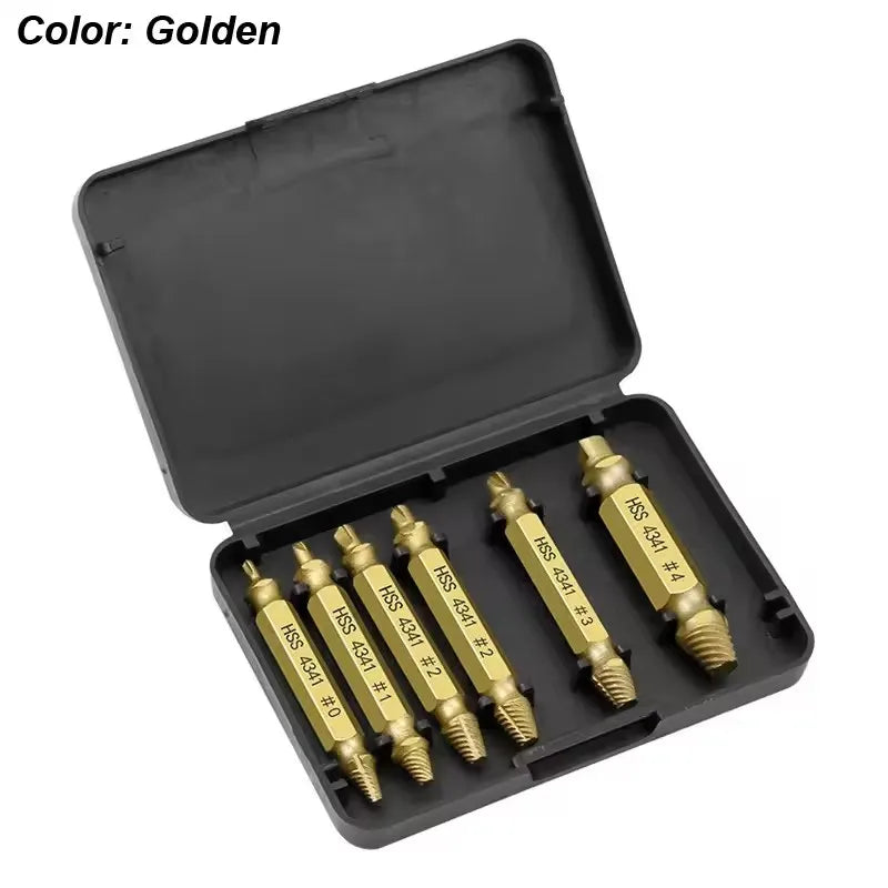 Damaged Screw Extractor Set — HSS Drill Bit Stripped & Broken Bolt