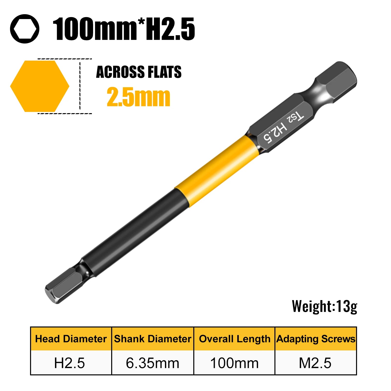 Magnetic Hex Driver Bits Set 50/100/150mm H1.5-H10mm with Enhanced