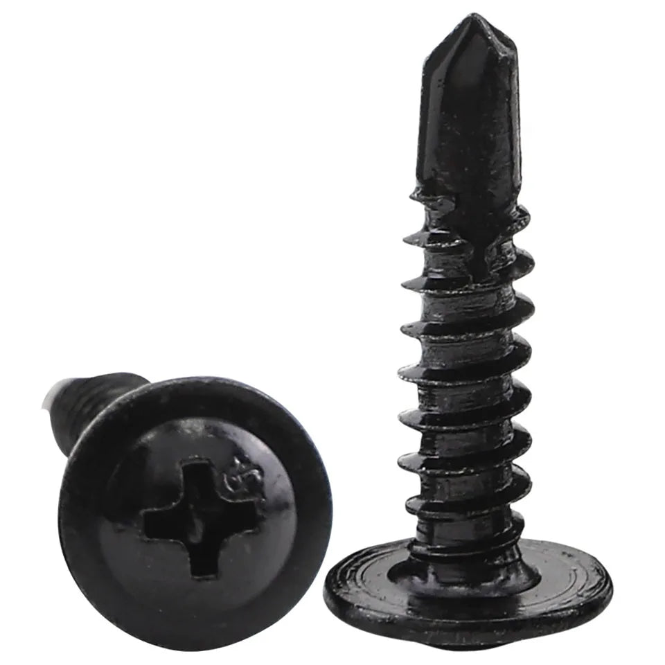 NINDEJIN 20/30pcs Washer Head Phillips Self Drilling Screw Black