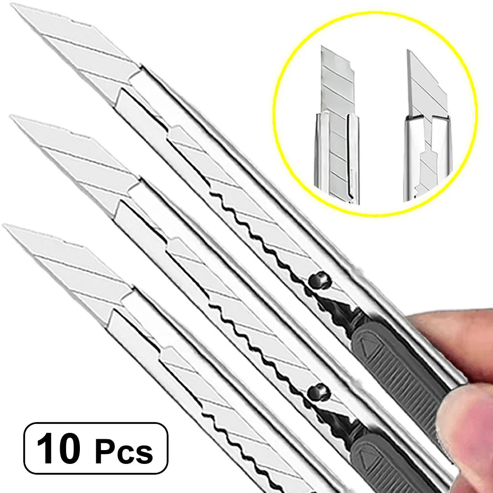 1/5/10Pcs Utility Knife Stainless Steel Paper Cut Box Cutter Tools