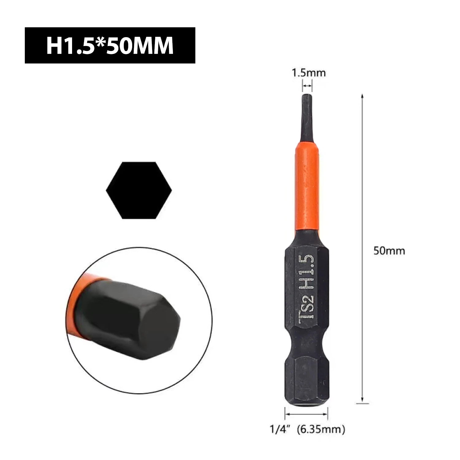 1/7x 50mm Hex Head Screwdriver Bit 1/4 Hex Quick Change Impact Driver