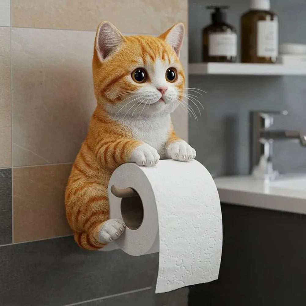 Wall Mounted Toilet Paper Roll Holder Decorative Cat Shape Paper