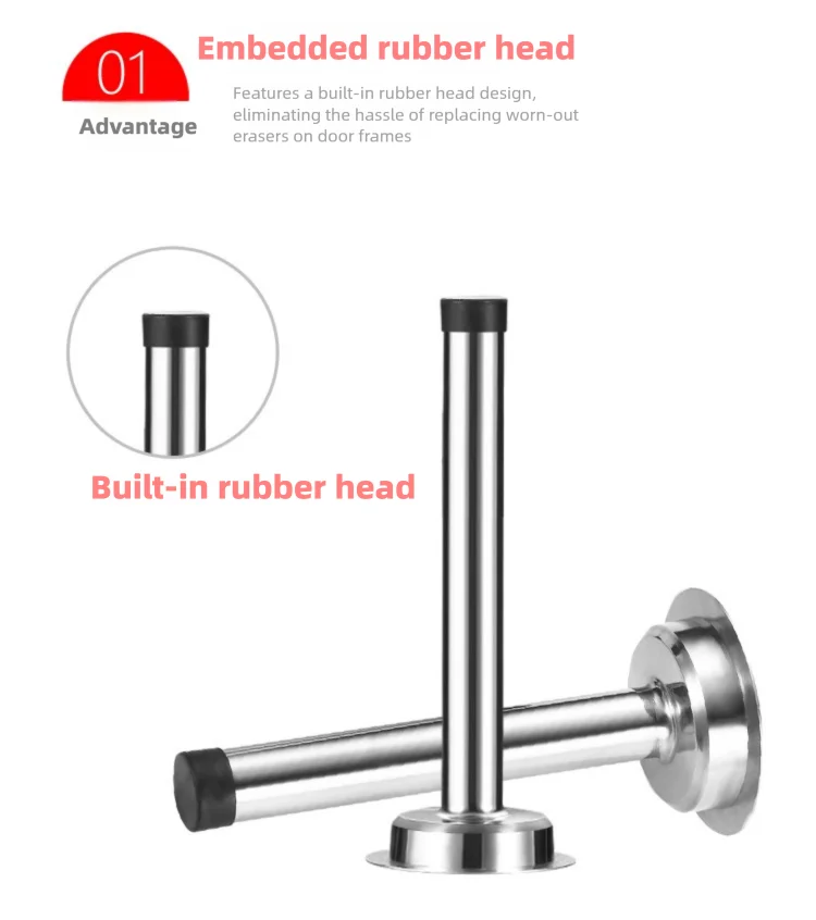 Drill-Free Silent Door Stopper - Extra Long & Thick Door Holder