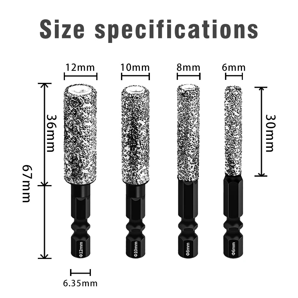 5pcs6-12mmHexagonal Shank Dry Ceramic Tile Diamond Drill Bit Marble