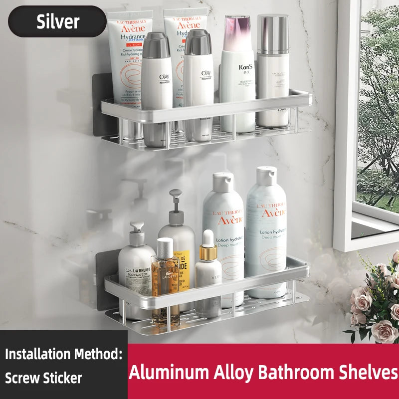 Bathroom No-Nail Shelf Shower Corner Shelf Aluminum Shampoo Shelf