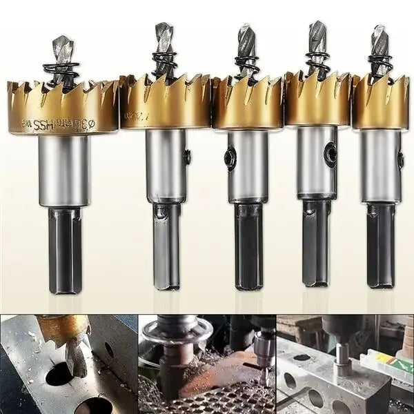 5pc Titanium Plated Serrated Hole Opener Gold Aluminum Plate Iron