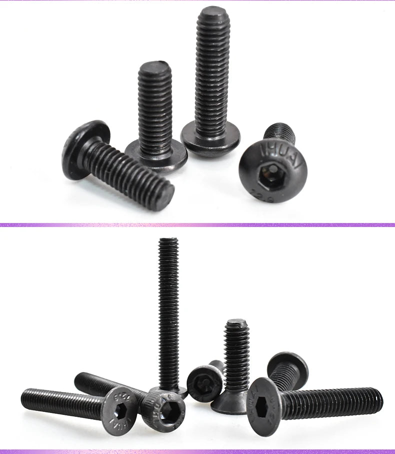 15-100PCS Carbon Steel Hexagon Socket Screws Countersunk /Round / Cup
