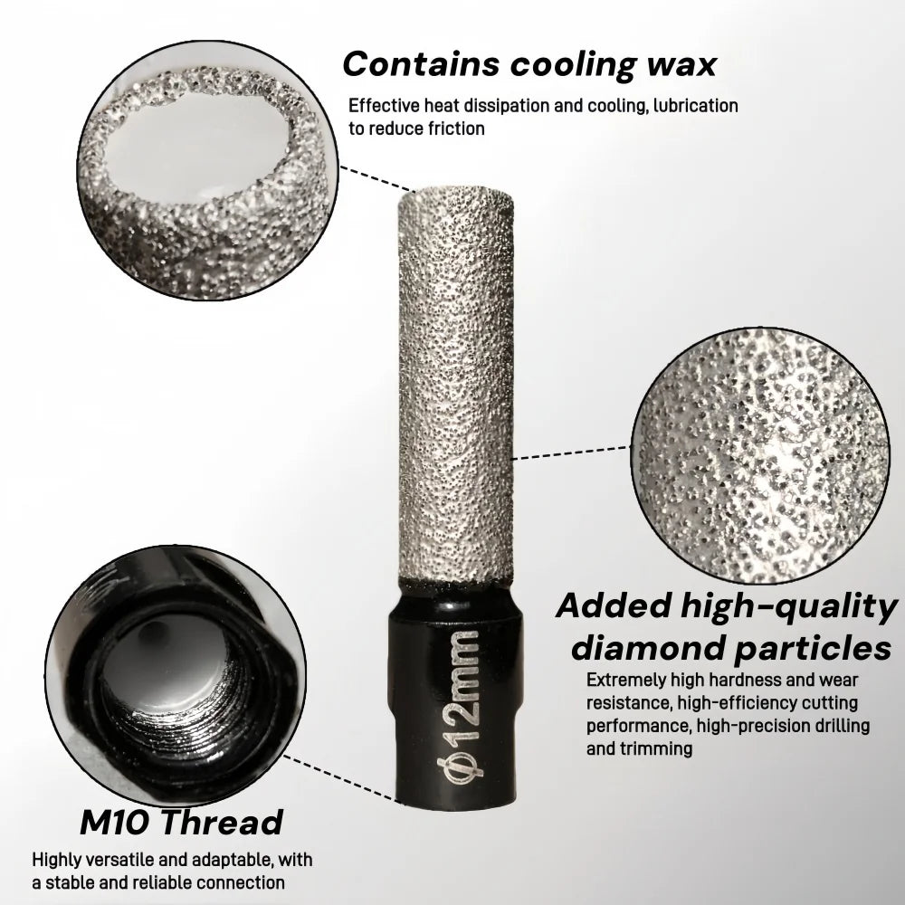 M10 thread Grind chamfer vacuum brazing dry diamond drill bit