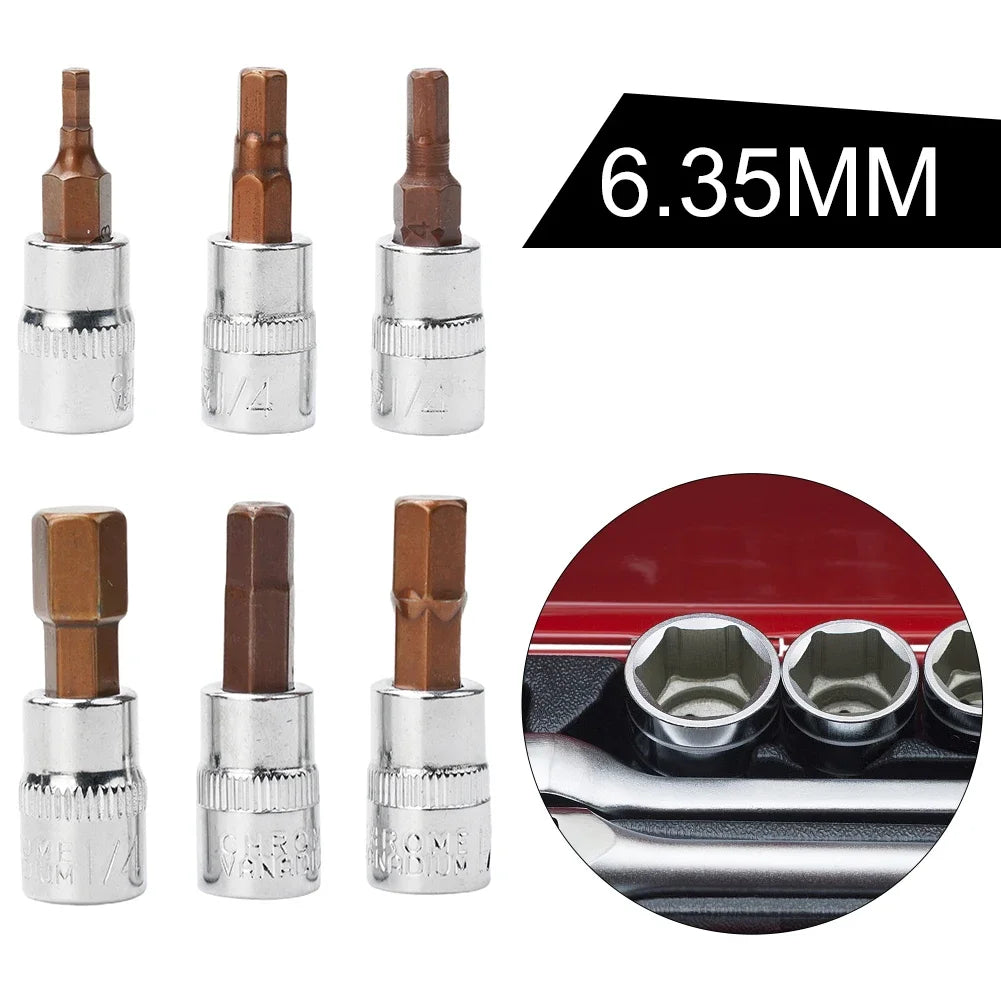 6Pcs 1/4 Inch Screwdriver Bit Socket Set Hex Screw Driver Bits H3-H8