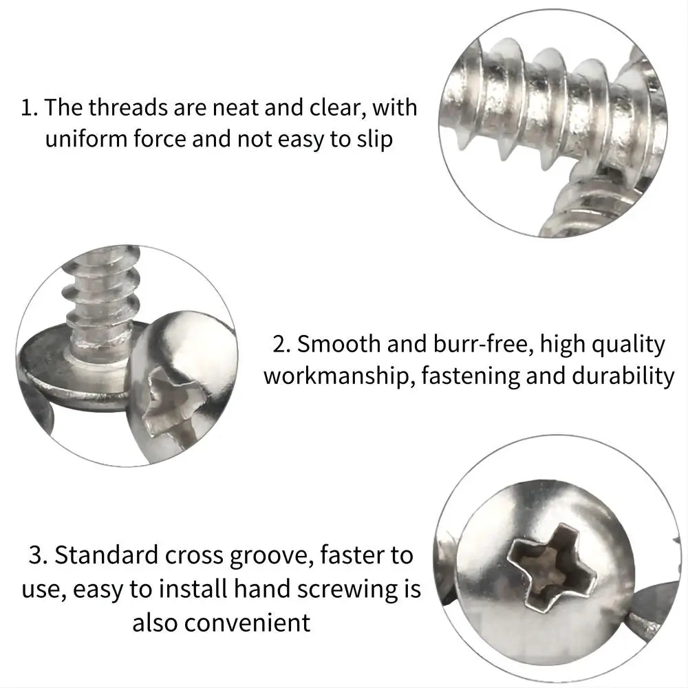 10/20/50pcs M3 M4 M5 M6 304 Stainless Steel Cross Recessed Truss Head