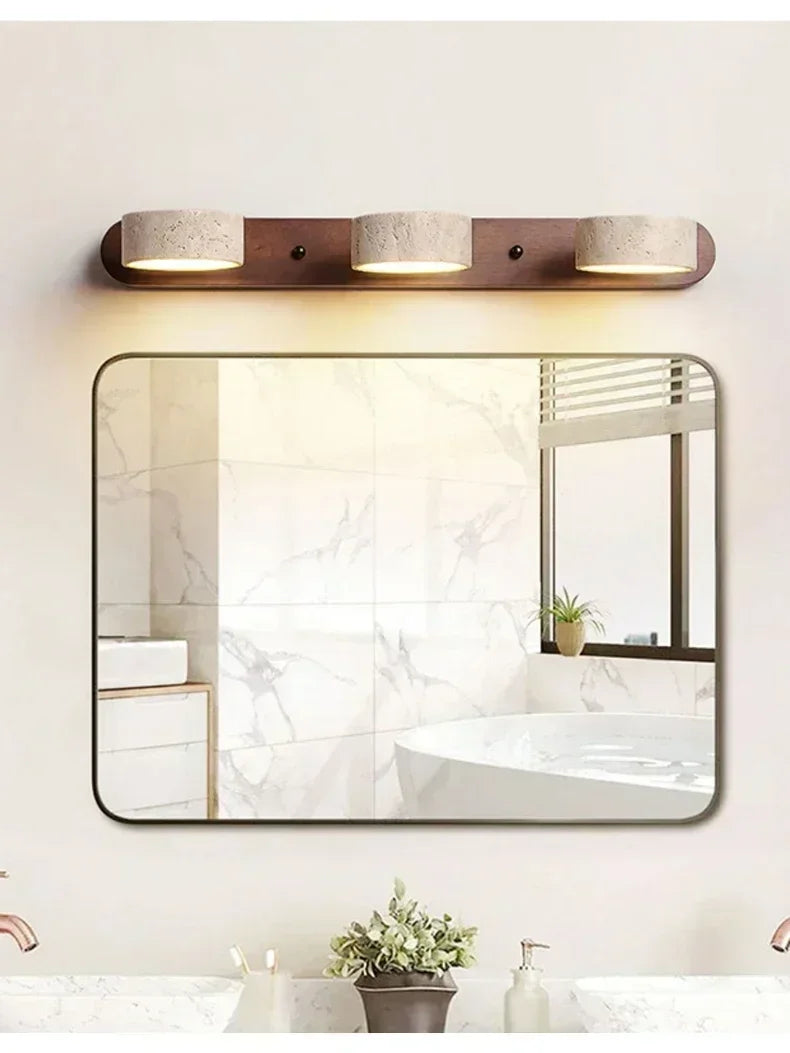 Rotatable Spanish Natural Limestone Round LED Wall Lamp Double‑Sided