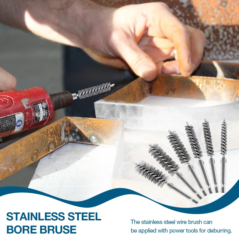6/12Pcs Stainless Steel Wire Brush,Drilling Cleaning Brush Set