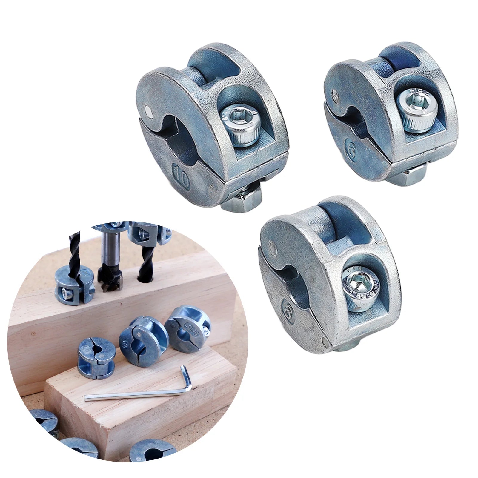 3PCS 6mm 8mm 10mm Drill Bit Stopper Collars Zinc Alloy Drilling Depth