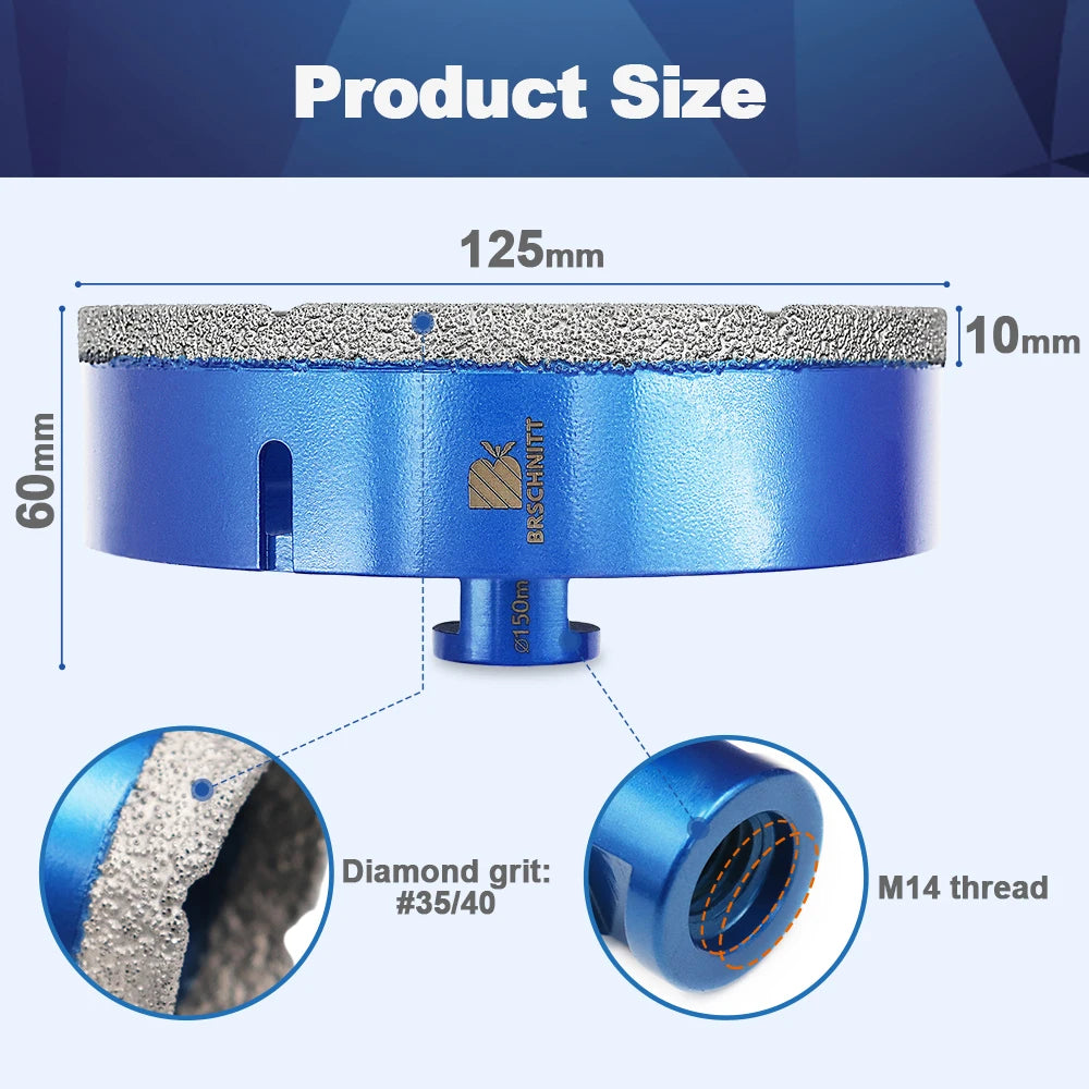 M14 Large Diamond Tile Drill Bit — 100mm to 150mm for Granite, Porc