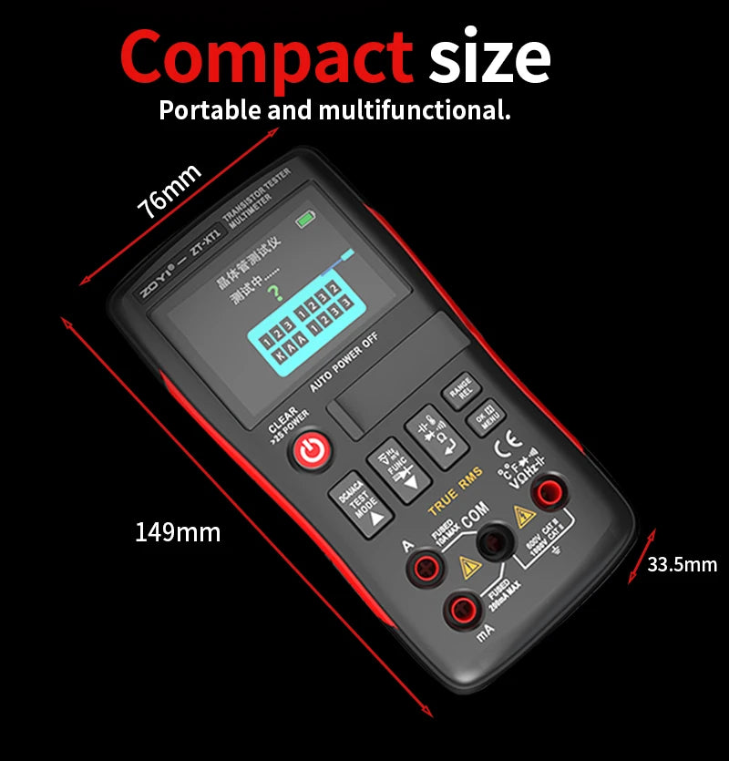 ZOYI ZT-XT1 2-in-1 Transistor Tester Digital Multimeter 25000 Counts
