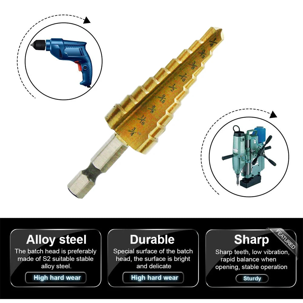 HSS 4241 Cobalt Multiple Hole 50 Sizes Step Drill Set Tools Aluminum