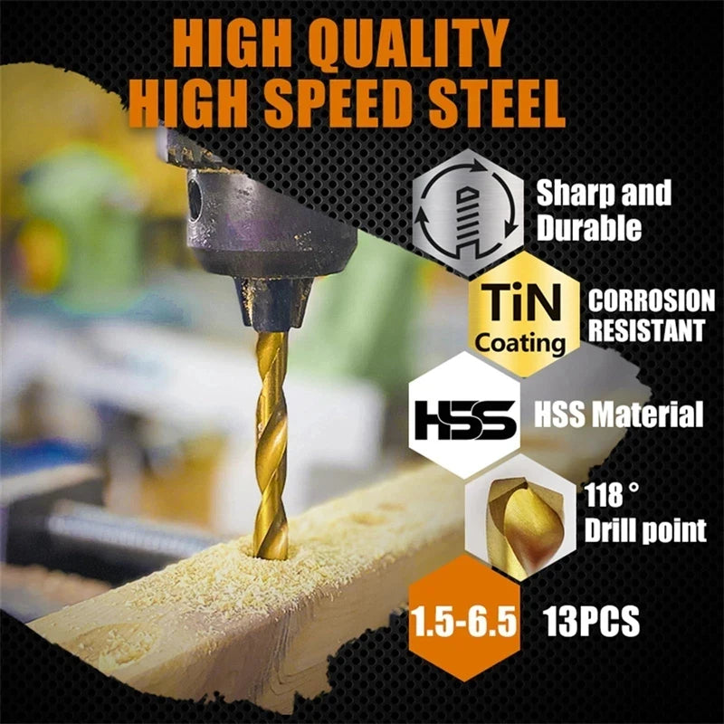 13pcs M35 Cobalt Round Straight Handle Metric Drill bit Set
