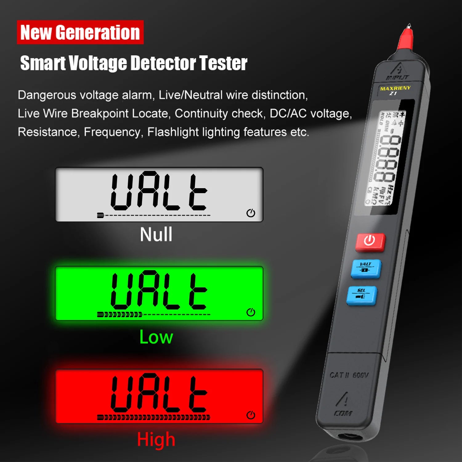 Smart Digital Voltage Detector Tester Indicator Electric Pen DC AC