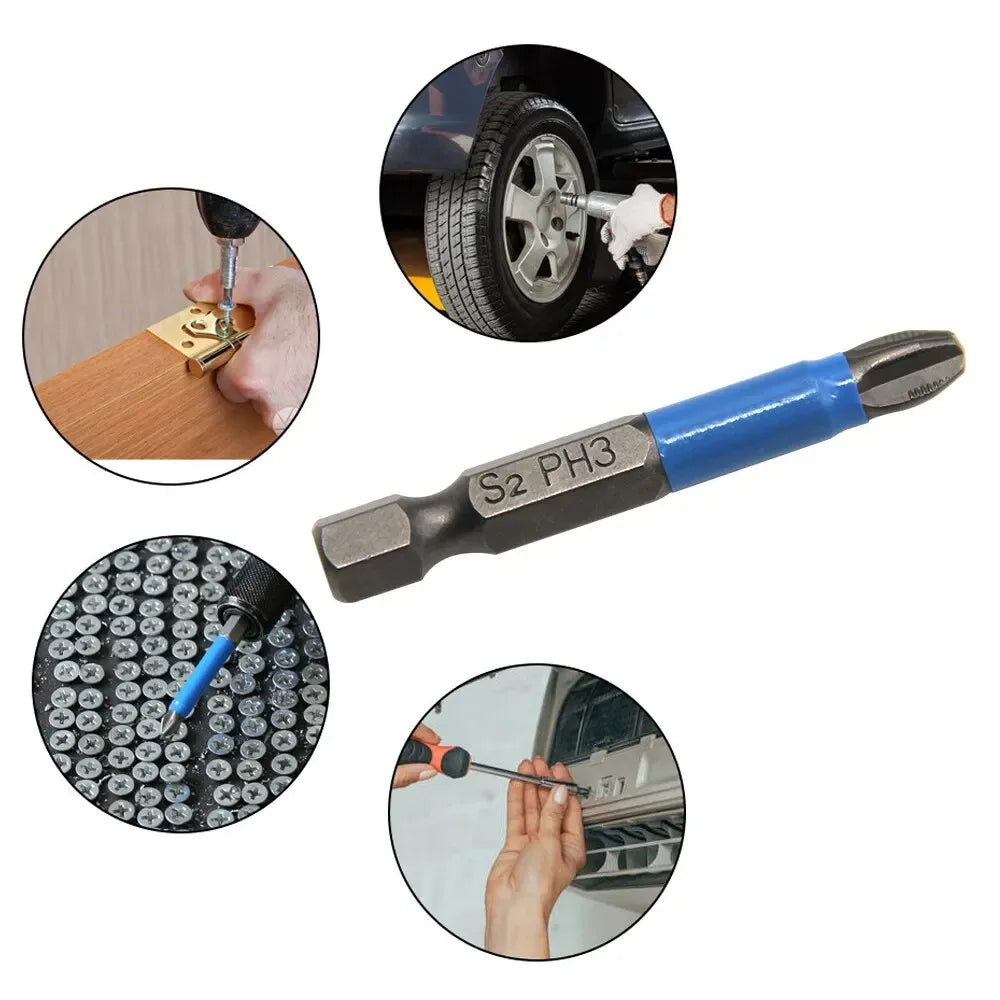 12/6PCS 50mm Screwdriver Bits Anti-slip Magnetic Drill Bits 1/4Inch