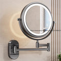 Bathroom Suction Cup with Light Makeup Mirror Wall Mounted, Retract...