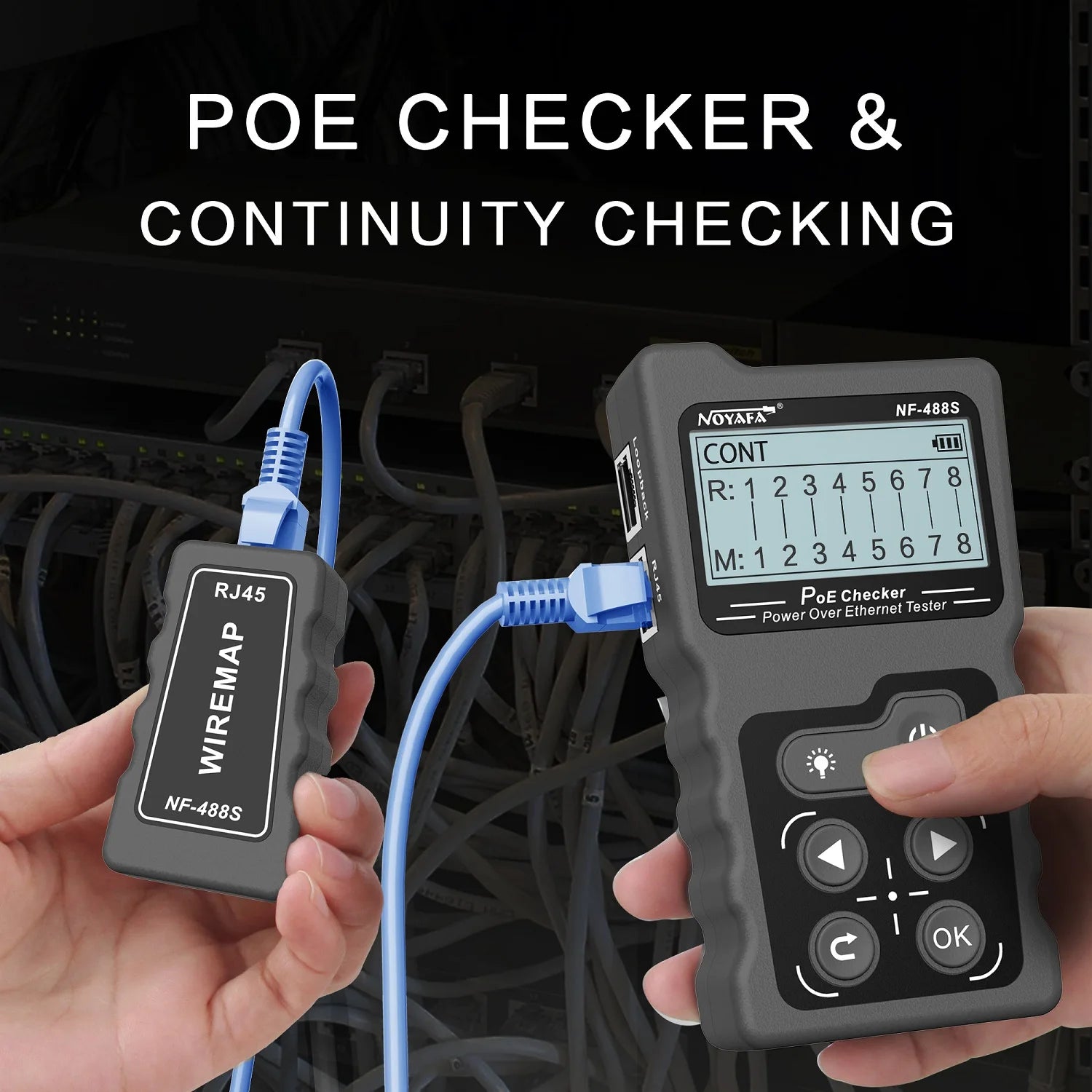 NOYAFA NF-488 LCD PoE Checker & LAN Cable Tester – Cat5/Cat6