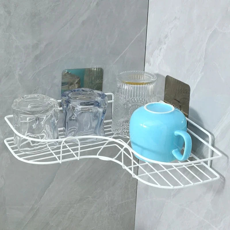 Bathroom Shelf Shampoo Storage Rack Holder Kitchen No Punching
