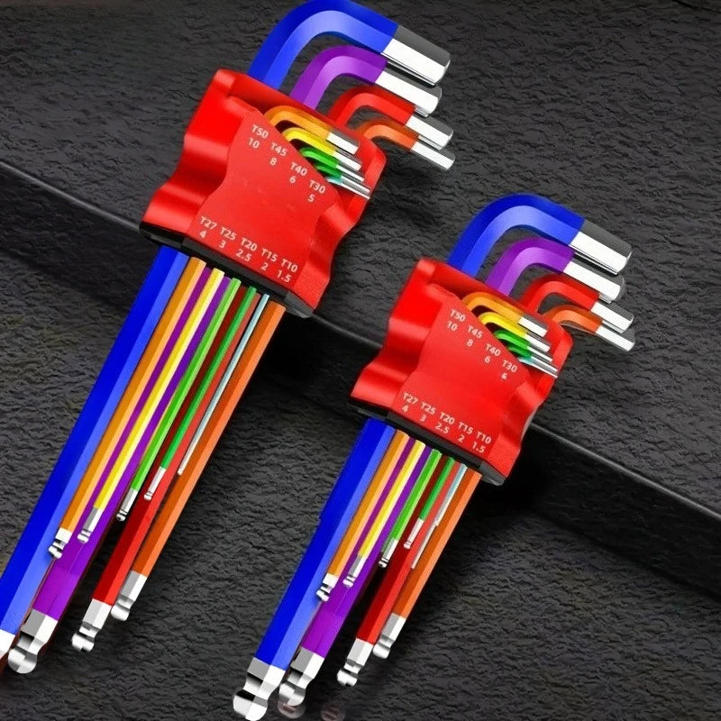 9pcs Industrial Ball End Hex Key Set, Heavy Duty Color Coded Allen
