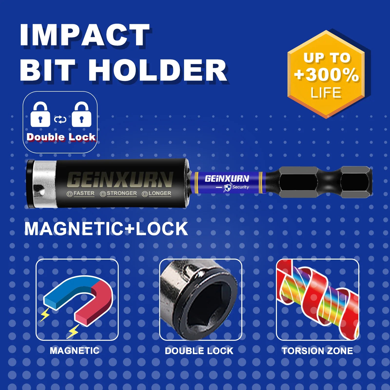 GEINXURN 1 In./2In Metric Hex Head Impact Tough Magnetic Bits Set