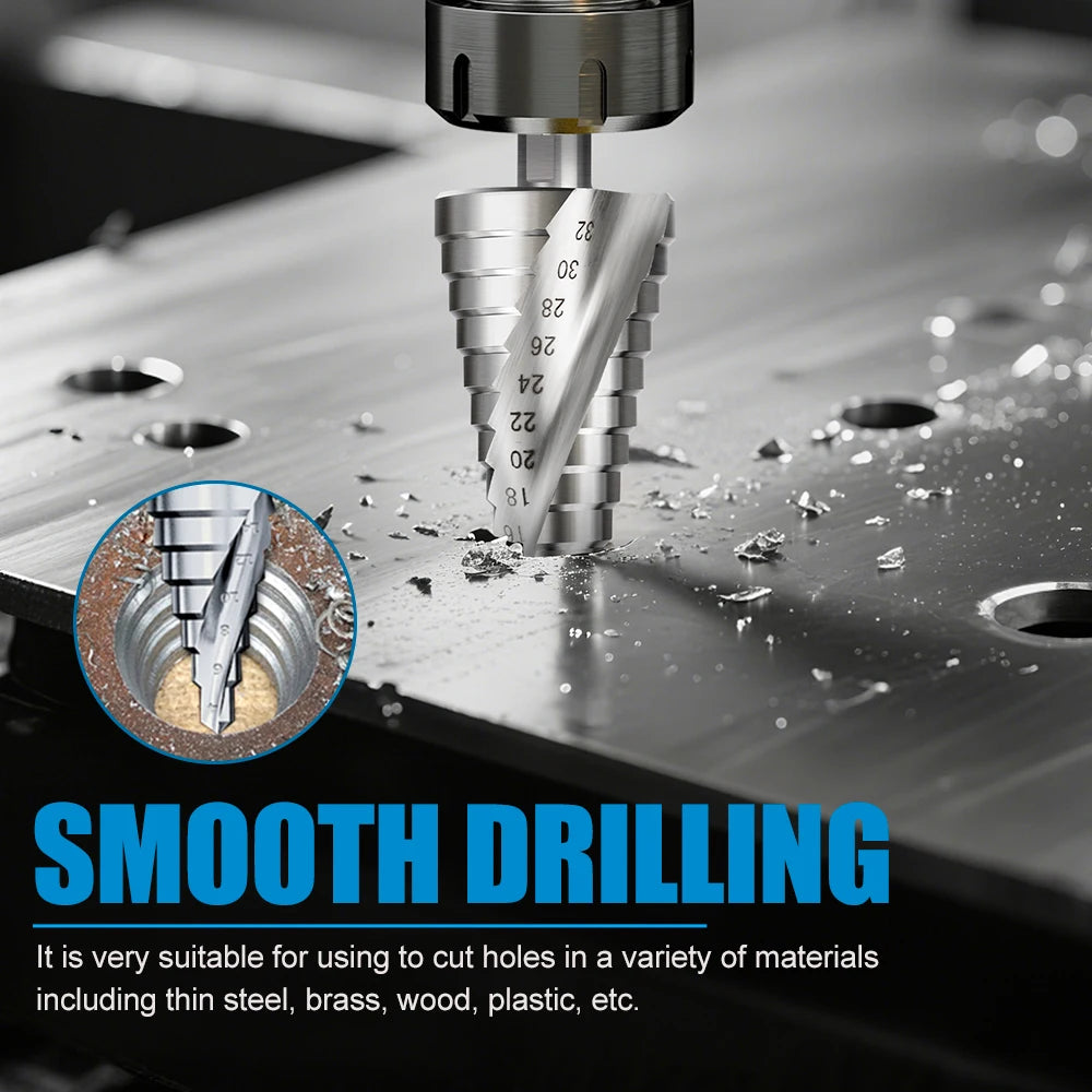 XCAN 1Pc 4-32 mm HSS Step Drill Bit Spiral Groove Step Cone Drill