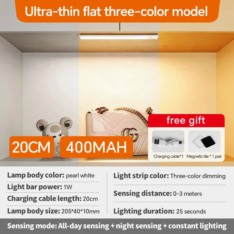5V Type-C USB Rechargeable LED Motion Sensor Light Bar