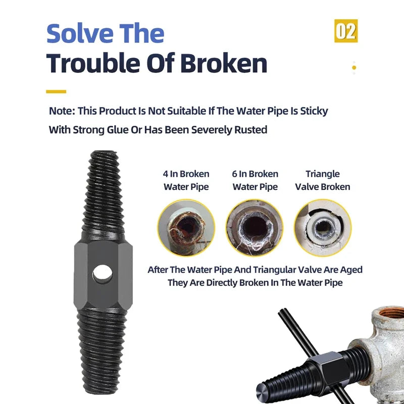 Double Head Screw Extractor Drill Bits Set Damaged Water Pipe Broken