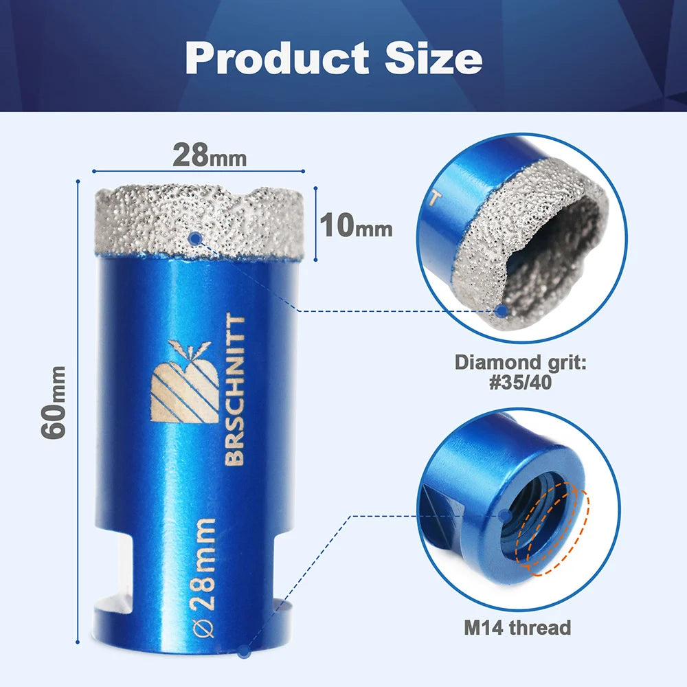 M14 Diamond Core Drill Bit — 6mm to 150mm Individual Sizes for Tile