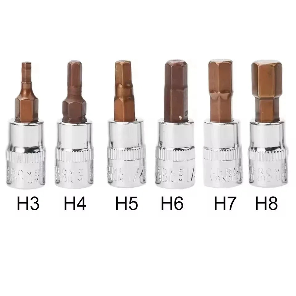 6Pcs 1/4 Inch Hex Screwdriver Bit Socket Set H3-H8 for Torque Spanner