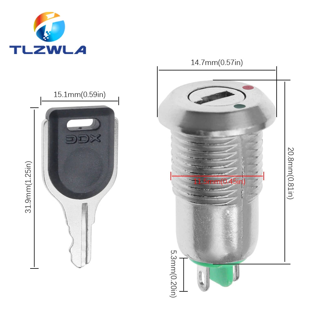 12mm Zinc Alloy Electronic Key Switch With 2 Keys ON OFF Phone Lock