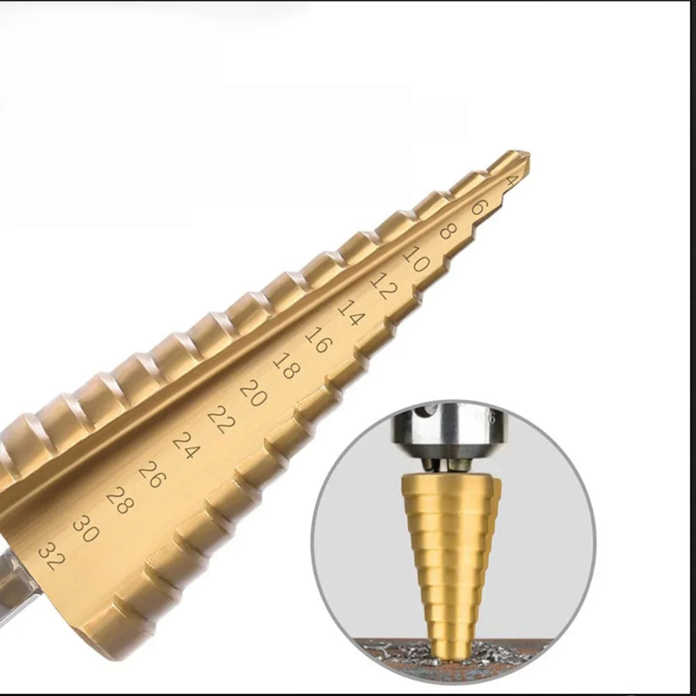 HSS Step Drill Titanium Plated Hexagonal shank straight groove bit