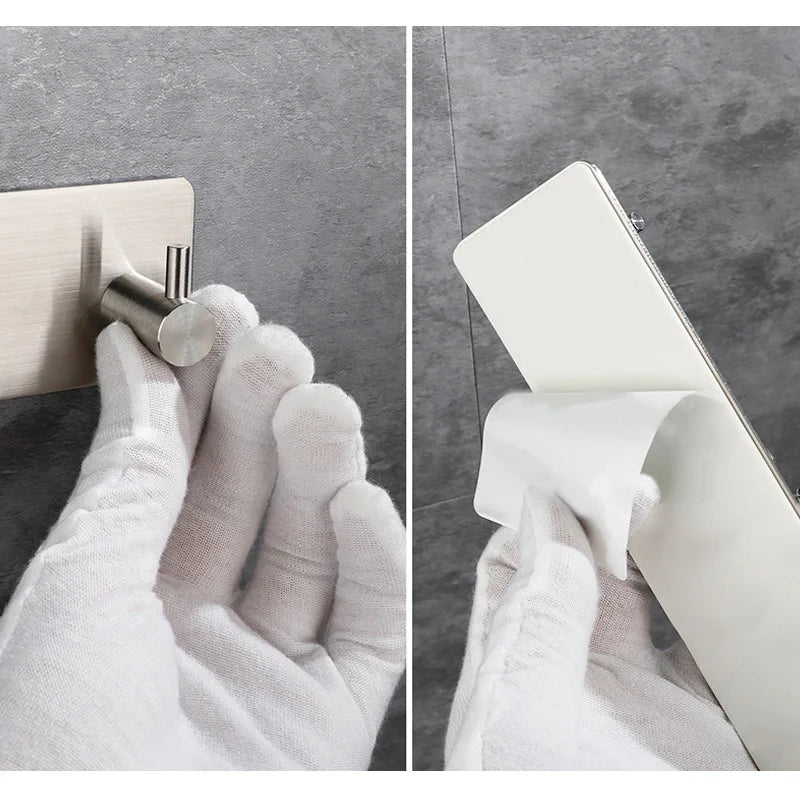 Stainless steel adhesive hooks for hanging clothes on the back