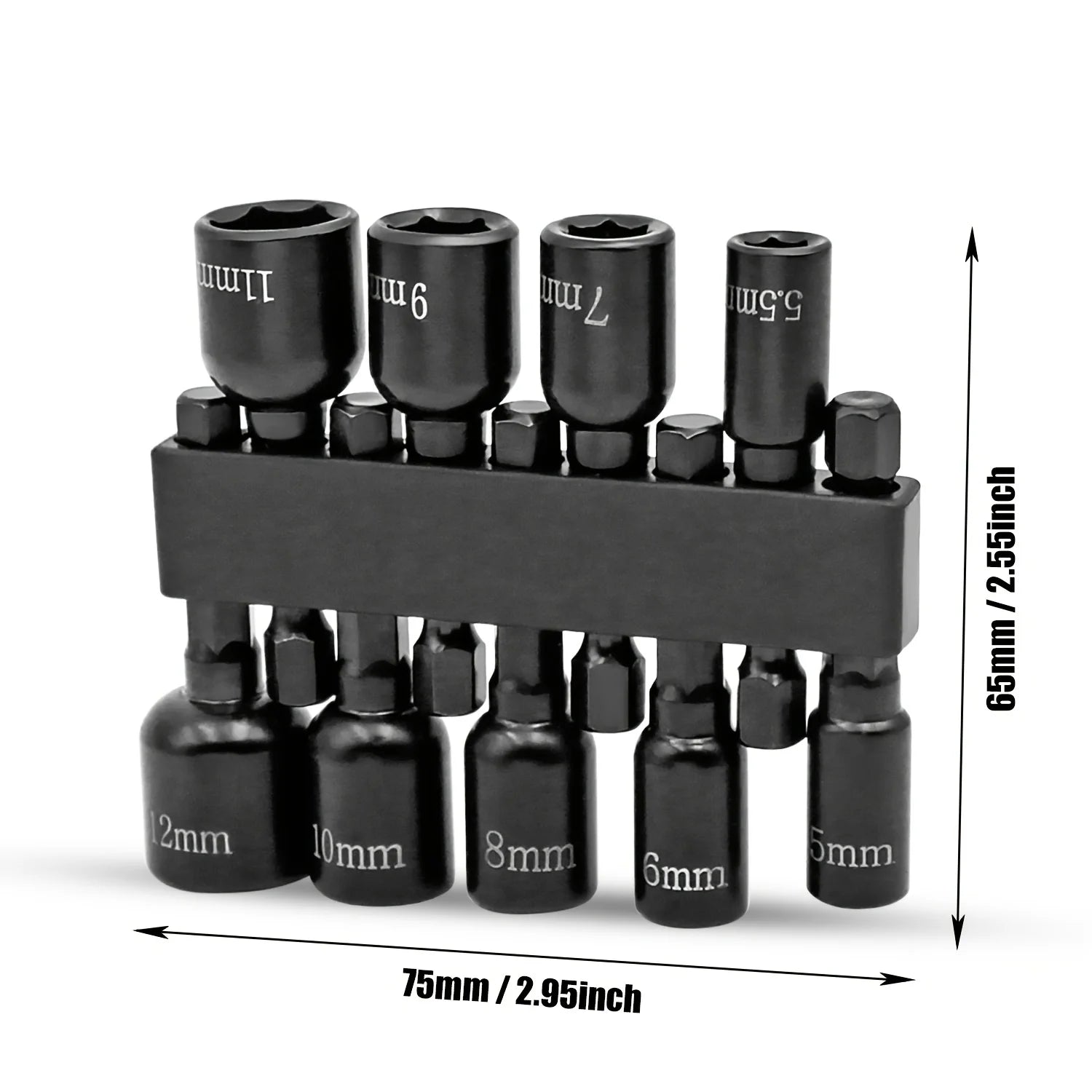 9pcs Power Nut Driver Set Metric Hex Socket Drill Bits Chuck Adapter
