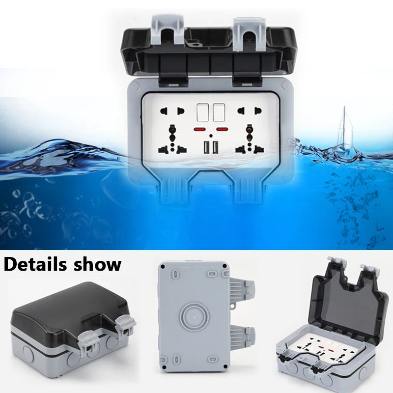 International Universal IP66 USB Wall Outdoor Waterproof Switch