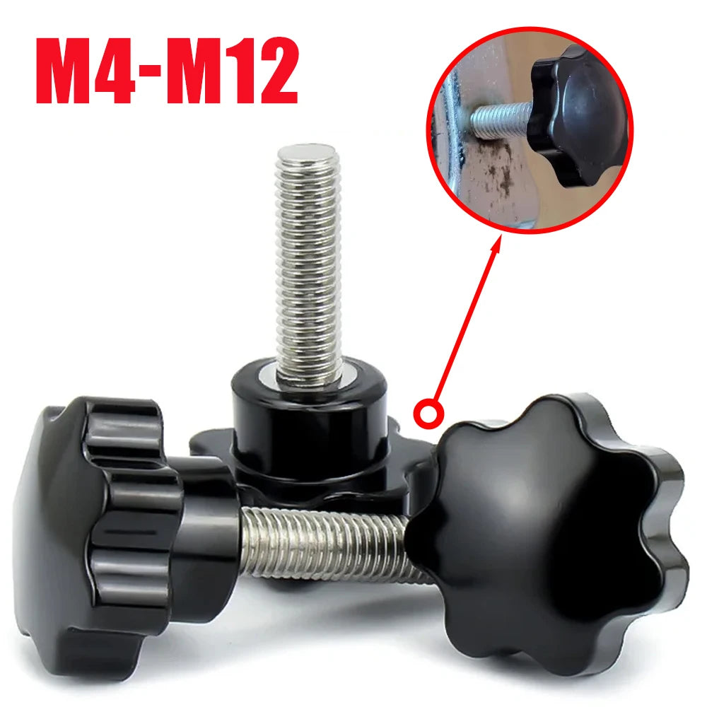 Carbon Steel Hand Knob Screws Bolt  M4 M5 M6 M8 M10 M12 Plastic Sta...