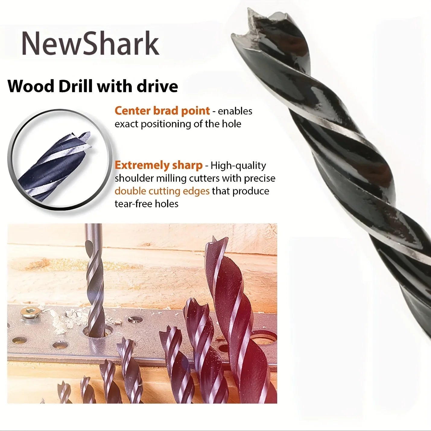 Wood Drill Bits - 8 Pcs 3mm - 10mm Spur Point Spiral Twist Wood