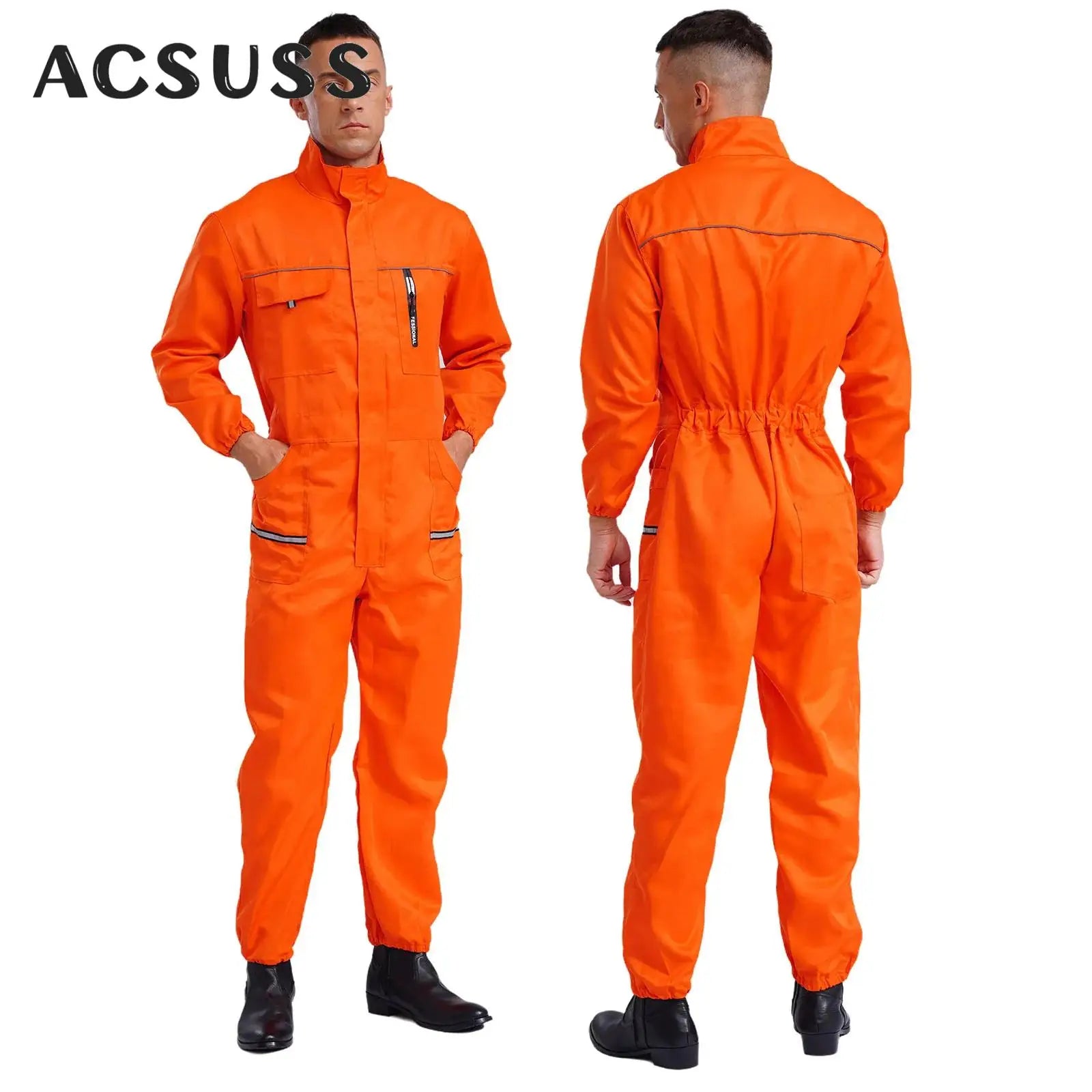 Men Women Resistant Work Coveralls Long Sleeve Multi-pockets Jumpsuit
