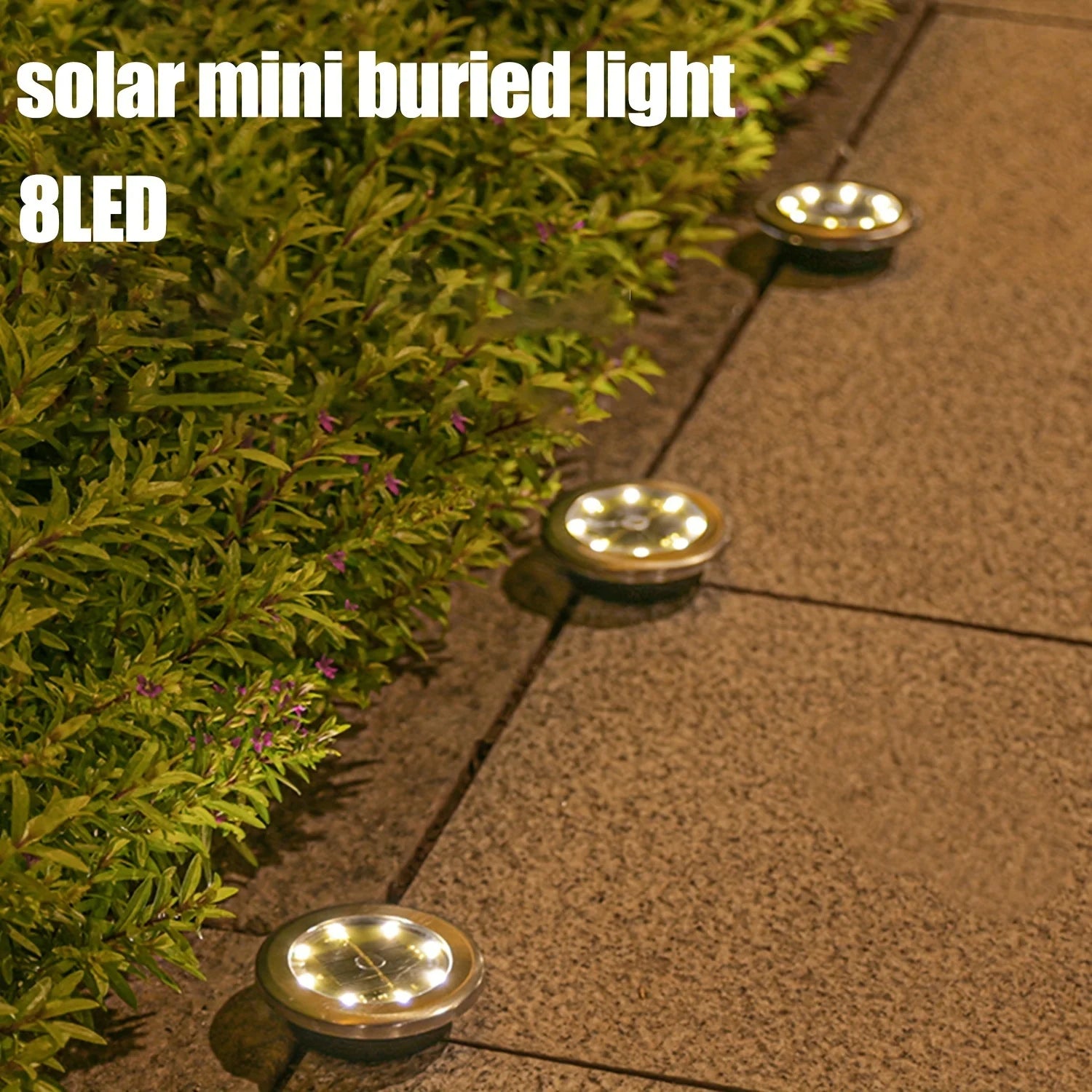 10pcs Solar Ground Light Outdoor Waterproof 8LED Disk Light for