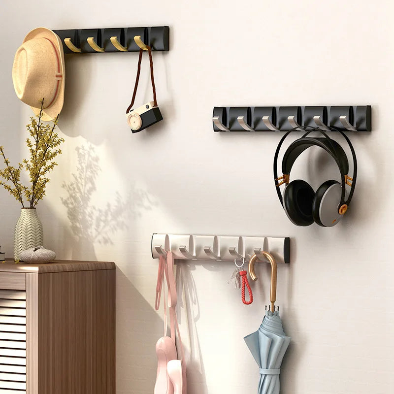 Black Golden Folding Robe Hooks Towel Hanger Nail Free Installation