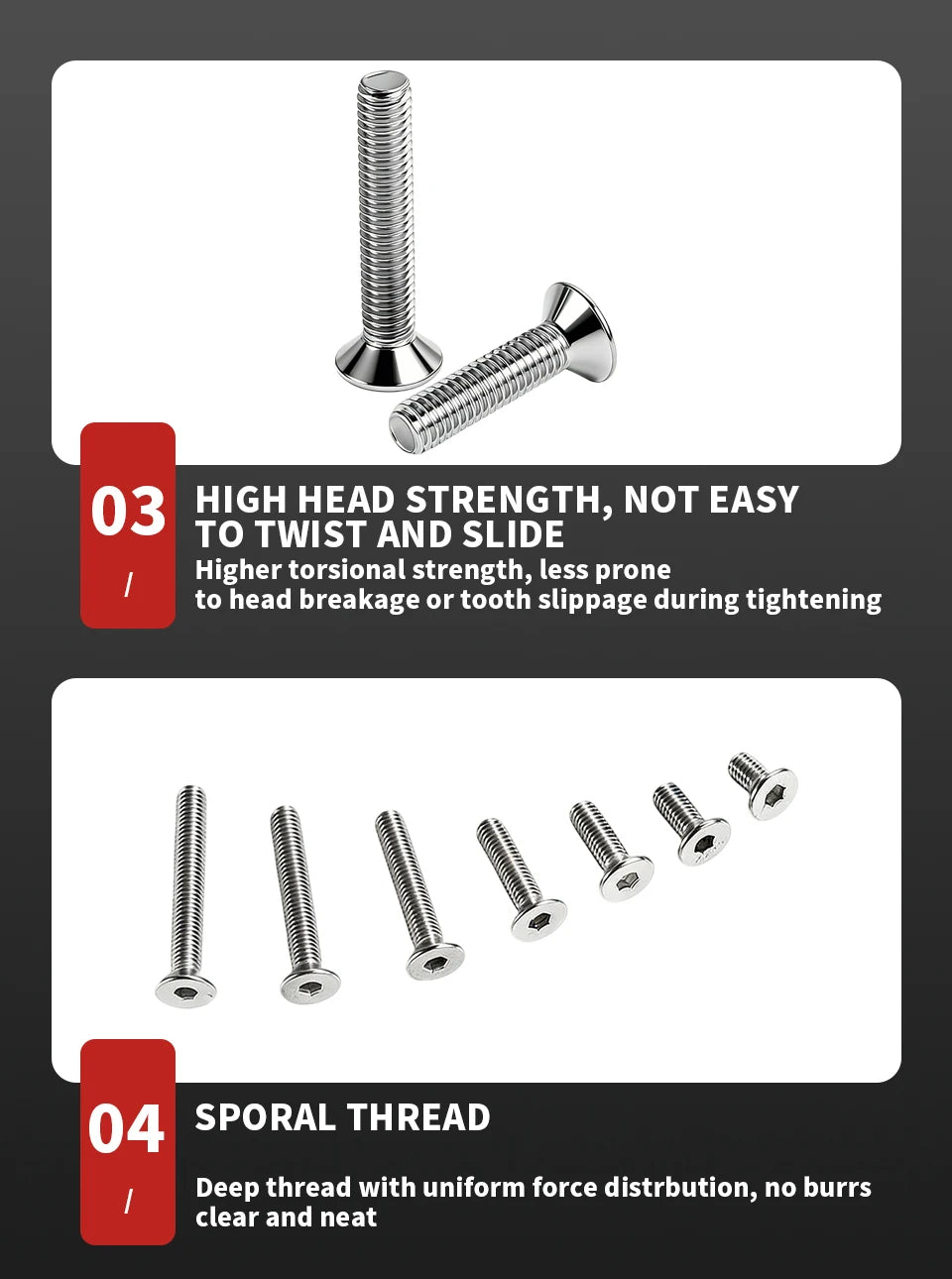 304 Stainless Steel Hexagon Socket Countersunk Head Screw DIN7991 M3