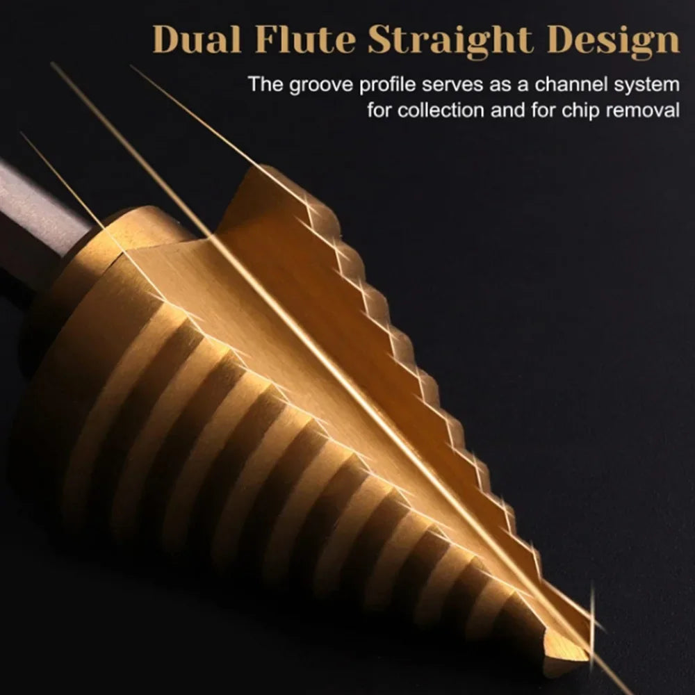 HSS Step Drill Titanium Plated Hexagonal shank straight groove bit