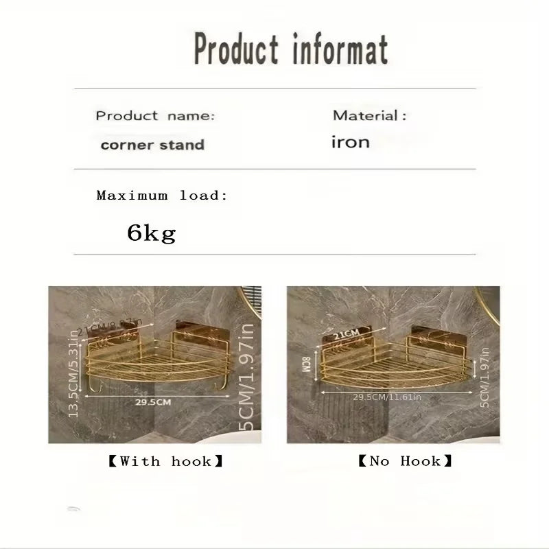 2pcs Luxury Metal Corner Shelves - Wall-Mounted, Painted Finish
