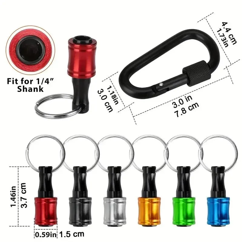 6 PCS 1/4 Inch Bit Holder Keychain, Hex Screwdriver Bits Holder