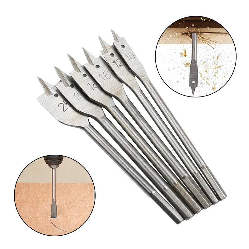 6pc Natural Color Three Pointed Flat Drill Hexagonal Handle