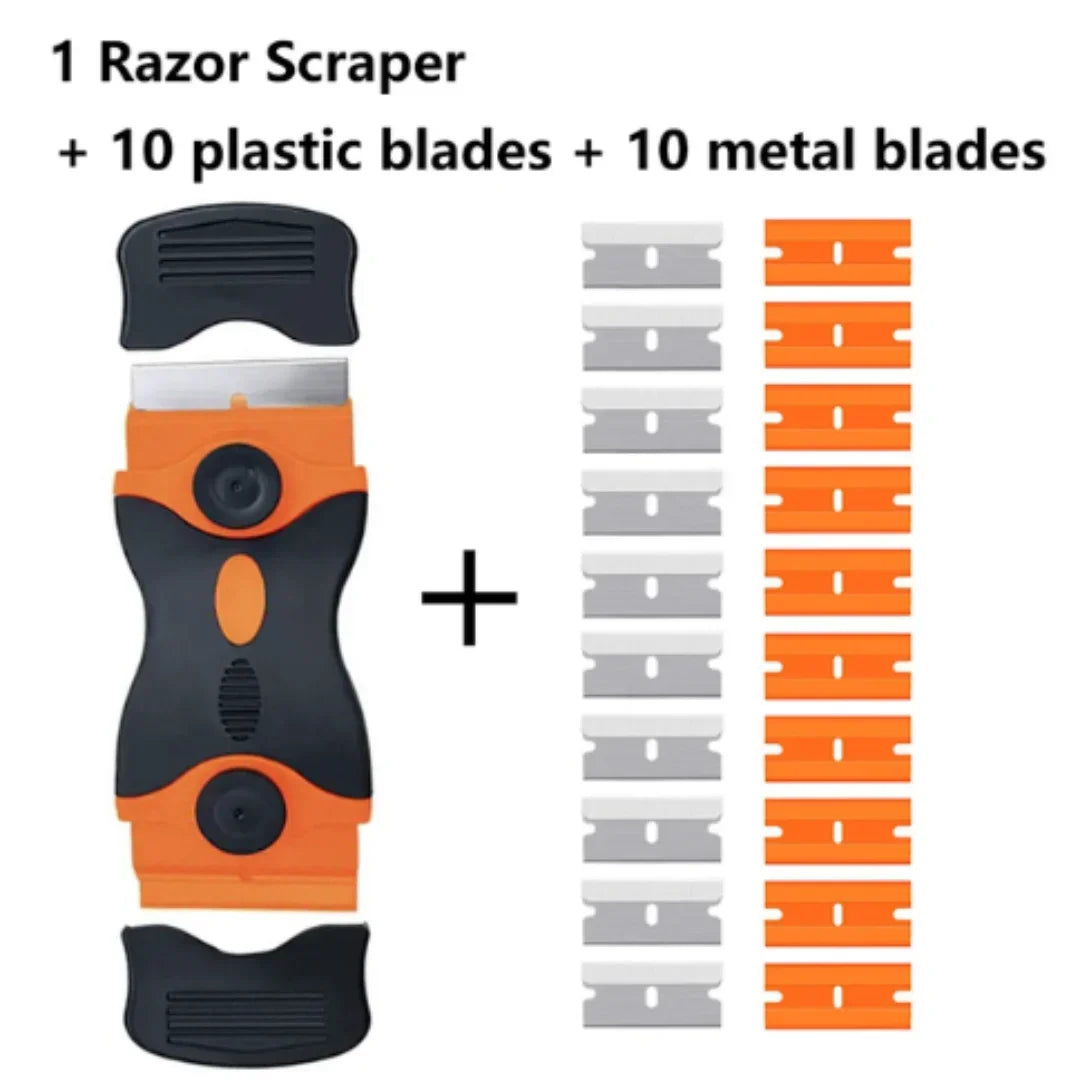 Plastic & Metal Razor Blade Scraper, Window Glass Cleaner, Vinyl Film
